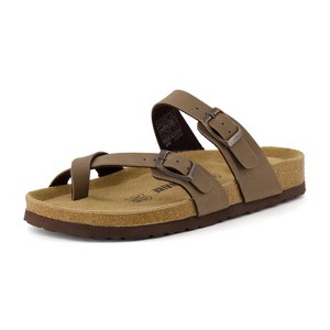 CUSHIONAIRE Luna Cork Footbed Women's Sandals-Comfortable Slip-On Slides with Adjustable Straps & Memory Foam|Beach Essential Summer Sandals for Women - 1 of 4
