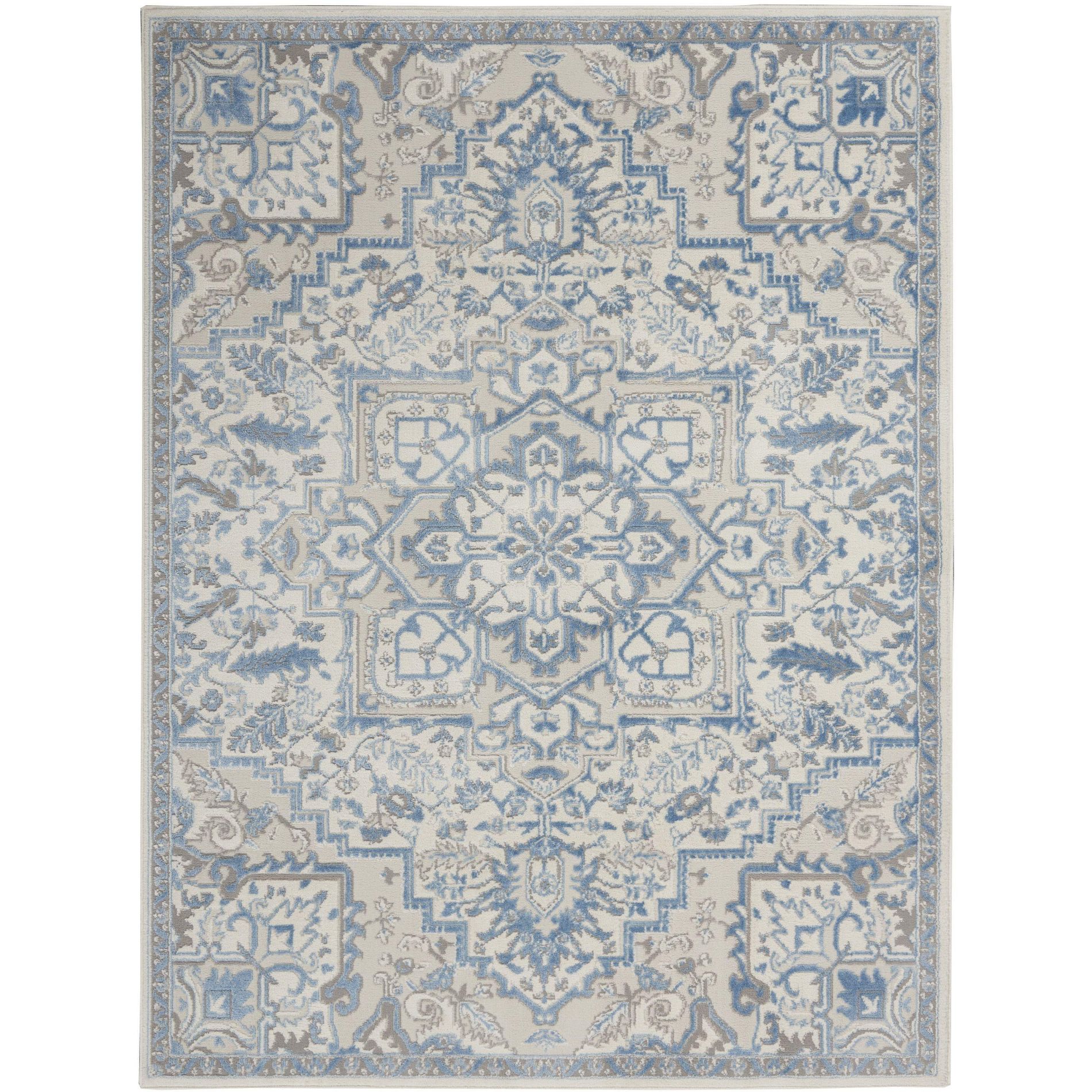 Nourison Elation Bohemian Medallion Indoor Rug Ivory Blue 4' x 6'
