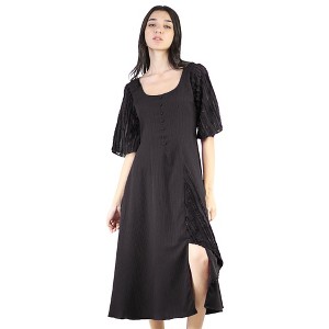 Artyska Women's Scoop Neck Bell Sleeves Side Slit Midi Dress Party Casual - 1 of 4
