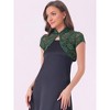 INSPIRE CHIC Women's Lace Stand Collar Pearl Button Short Sleeve Cropped Shrug - 2 of 4
