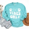 Simply Sage Market S.W.Smiley Good Vibes Only Smiley Face Garment Dyed Long Sleeve - 3 of 4
