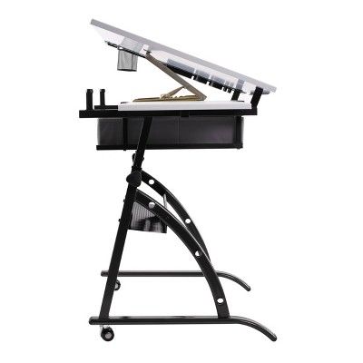 Core Craft Table with Adjustable Top and Metal Storage
