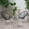 GDFStudio Margaretta Outdoor Woven Wicker 3 Piece Chat Set - 2 of 4