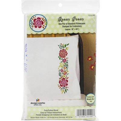 Tobin Stamped For Embroidery Pillowcase Pair 20"X30"-Rosey