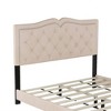 Velvet Bed Frame With Upholstered Headboard Rivet Trim, Modern Platform Bed, No Box Spring Needed, 10 Slats Supports, Beige_Queen Size - 2 of 4
