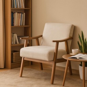 Homy Casa Mid-Century Faux Leather Accent Chair with Wood Frame – Modern Lounge Seating - 1 of 4