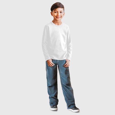 City Threads Boys Long Sleeve Soft Cotton Jersey T-Shirt, Comfortable Kids/Toddlers Tee Top, White, 4Y