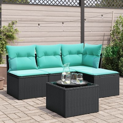 vidaXL Garden Sofa Set  PE rattan Medium Adjustable Feet