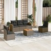 vidaXL 6 Piece Patio Sofa Set with Cushions Gray Poly Rattan - Gray With table - 2 of 4