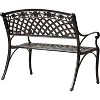 63285 Scarlet Cast Aluminum Patio Bench Heavy Duty Rust Free Metal Construction Lightweight Easy Assembly For Front Porch - Antique Bronze Finish - 2 of 4