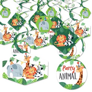 Big Dot of Happiness Jungle Party Animals - Safari Zoo Animal Birthday Party or Baby Shower Hanging Decor - Party Decoration Swirls - Set of 40 - 1 of 4