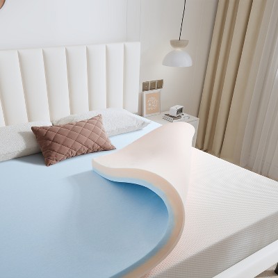 3 Inch Blue Dual Layer Different Density Invertible Mattress Topper