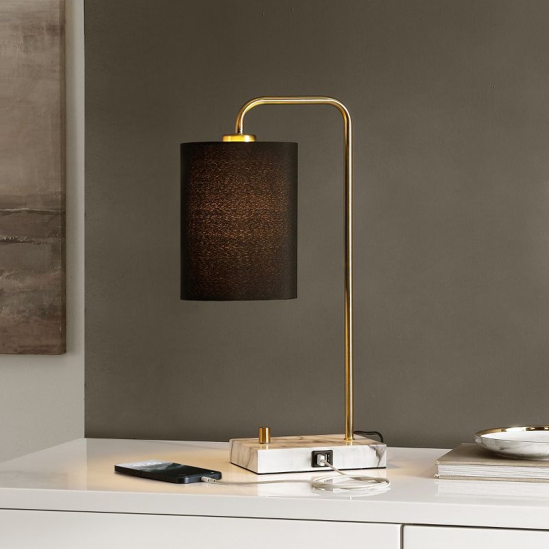 Nevana 20" Table Lamp W/ Usb - Brass Gold/White - Safavieh., 4 of 5