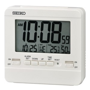 Seiko 3.5" Everything Digital Alarm Clock - White - 1 of 4