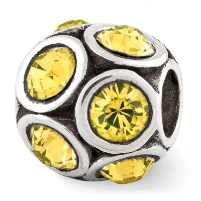 Black Bow Jewelry Sterling Silver with Yellow Crystals November Bubble Bead Charm