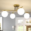 PAKOKULA 29.63 in. 4-Light Gold Modern Sputnik Semi-Flush Mount with White Glass Shade - 3 of 4