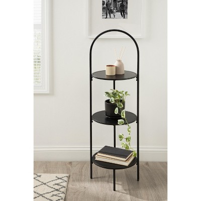 Almatt Black Metal 3-Tier Plant Stand with Round Platforms