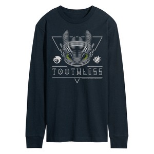 Men's - How to Train Your Dragon - Toothless Line Art Long Sleeve Graphic T-Shirt - 1 of 4