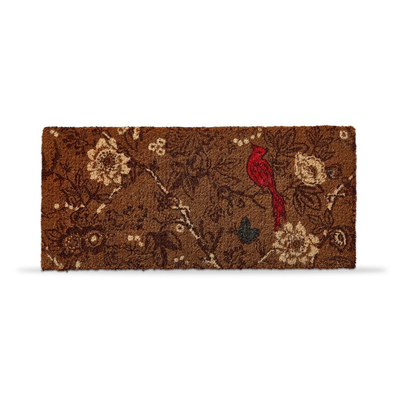 tag 1'6"x3'3" Autumn Toile Red Bird with Flowers Rectangle Indoor and Outdoor Estate Coir Door Welcome Mat Brown, 1 of 3