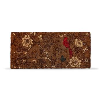 tag 1'6"x3'3" Autumn Toile Red Bird with Flowers Rectangle Indoor and Outdoor Estate Coir Door Welcome Mat Brown