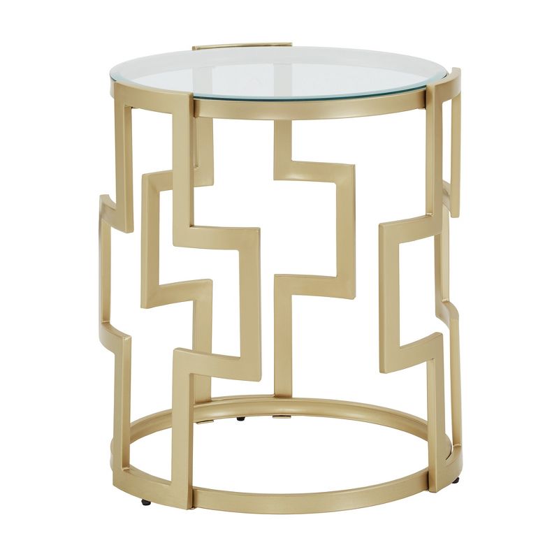 23&#34; Sparkler Tall Glass End Table Matte Gold - Inspire Q, 1 of 7