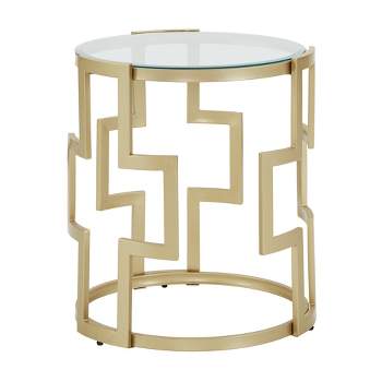 23" Sparkler Tall Glass End Table Matte Gold - Inspire Q