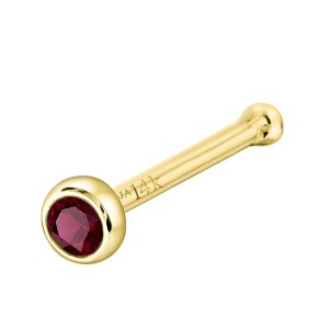Jewelry Avalanche 22G 14K Gold Bezel-set Ruby Ball-end Nose Stud - 1 of 3