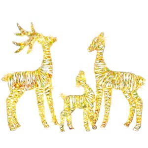 Syemin Decorative Holiday Scene Props Christmas Wall Decor 3pcs 2.4FT Family Courtyard Elk Decor Indoor Outdoor Holiday Displays, Gold, 4"*18"*28.5" - 1 of 4