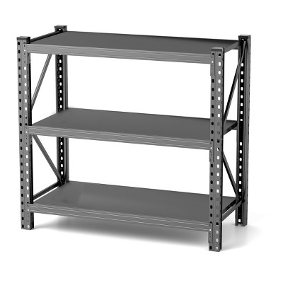 Syemin Utility Storage Shelves 3-Tier Industrial Shelving Rack, Adjustable Shelving Unit, Heavy Duty Garage Storage Rack, Black, 51.2"*23.6"*47.3"