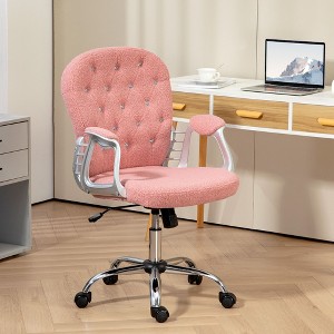 NicBex Office Chair with Height Adjustable Modern Button Tufted Computer Chair with Armrests, 5 Casters, Teddy Fleece for Office, Study - 1 of 4