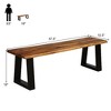 Costway 2 PCS Solid Acacia Wood Patio Bench Dining Bench Outdoor W/Rustic Metal Legs - image 3 of 4