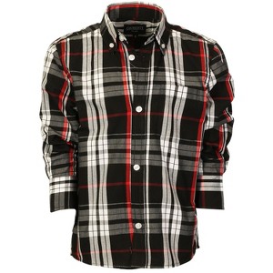 Gioberti Boy's Long Sleeve Button Down Plaid Checkered Shirt - 1 of 4