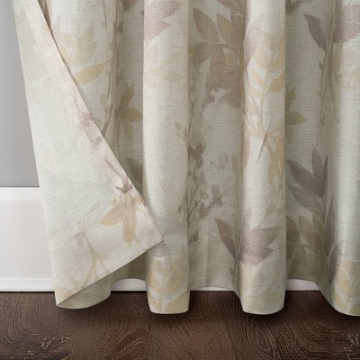 Blush Floral Linen Blend Light-Filtering Rod Pocket Drapes