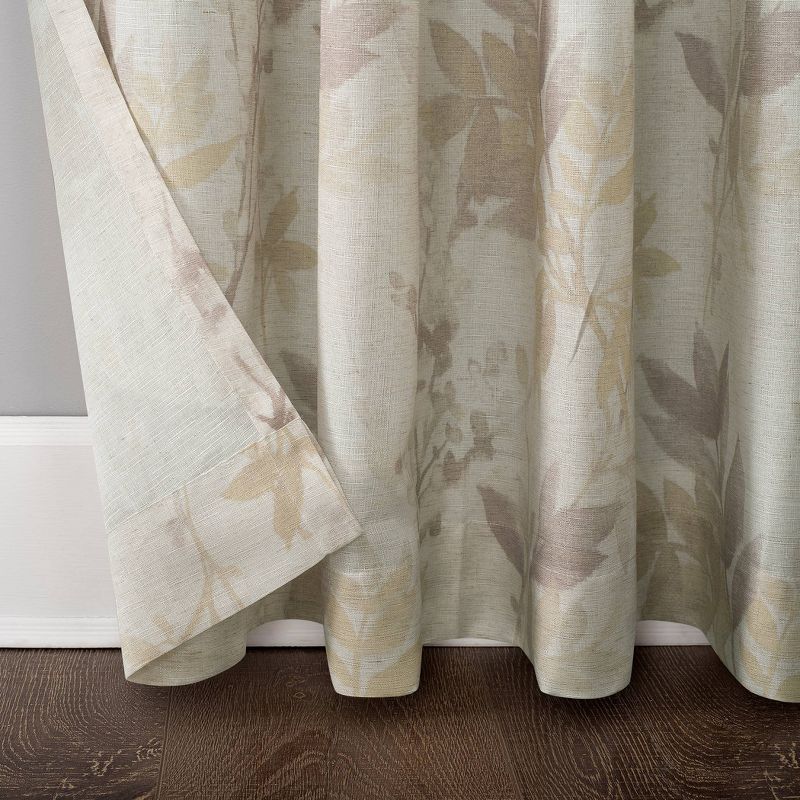 Hilary Watercolor Floral Linen Blend Semi - Sheer Rod Pocket Curtain Panel Blush - No. 918, 5 of 7