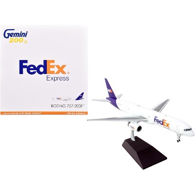 Boeing 757-200F Commercial Aircraft "FedEx" White with Purple "Gemini 200" Series 1/200 Die Cast Model Airplane by GeminiJets