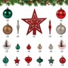 72 Pack Christmas Ornaments Set with Topper & Multi-Size Christmas Ball Ornaments, Hanging Xmas Tree Decorations - 3 of 4