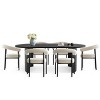 Modern 79" Oval Dining Set for 6,Black Dining Table & Upholstered Dining Chair with Curved Armrest For Dining Room,Farmhouse-Tanpinhause - 2 of 4