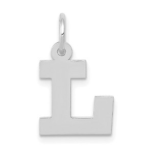 Black Bow Jewelry 14k White Gold, Amanda Collection, Small Block Style Initial L Pendant - 1 of 4