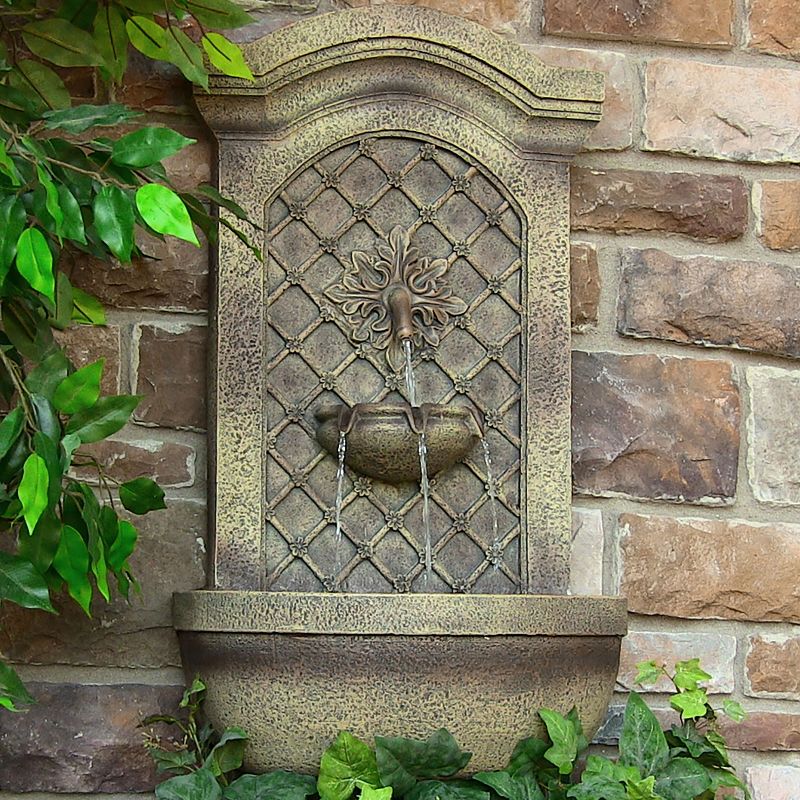 Sunnydaze 31"H Electric Polystone Rosette Leaf Outdoor Wall-Mount Water Fountain, 2 of 7