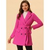INSPIRE CHIC Women's Notch Lapel Double Breasted Belted Mid Long Outwear Winter Coat - 2 of 4