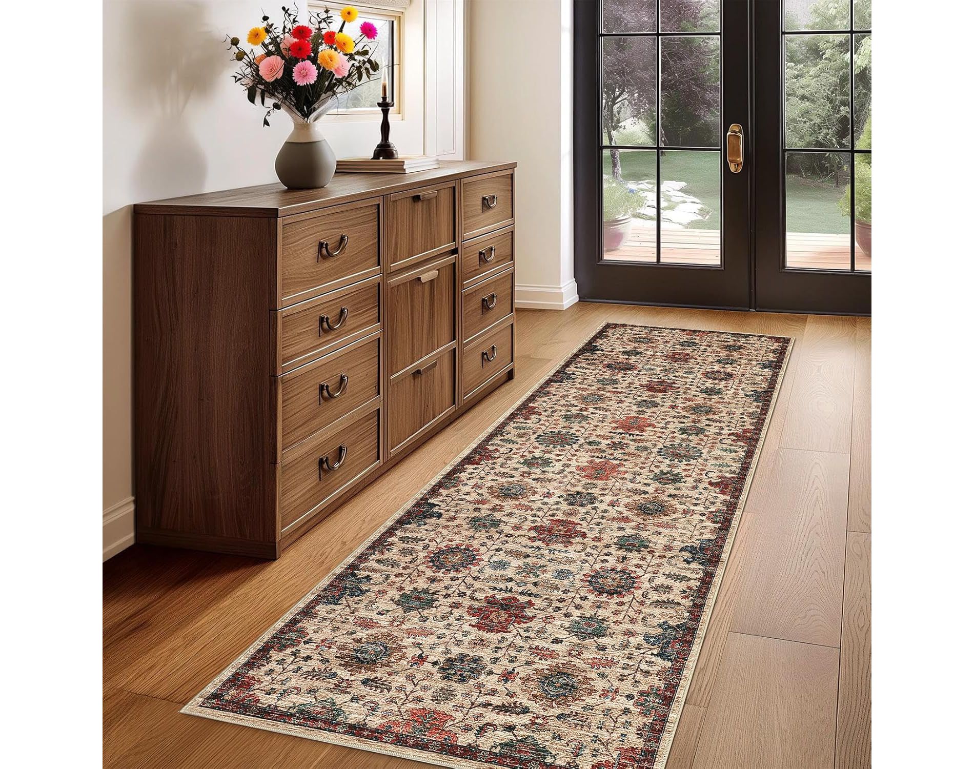 Runner Rug for Hallways 2'x 6',Soft Vintage Long Kitchen Rug Boho Non-Slip Washable Runner Rugs for Hallways Entryway Laundry Bedroom