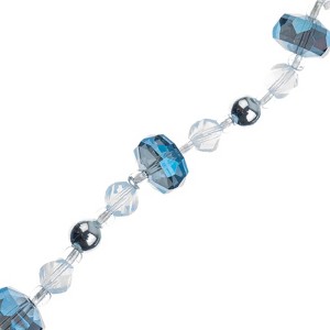 Crystal Lane DIY 7" Glass Rondelle Beads Designer Holiday Christmas Bead Strand White and Silver - 1 of 4