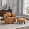 Aukfa Swivel Accent Chair with Ottoman Set ，Modern Chenille Barrel Armchair, Removable Back Pillow & 2 Armrest Covers for Living Room, Bedroom, Office - 3 of 4