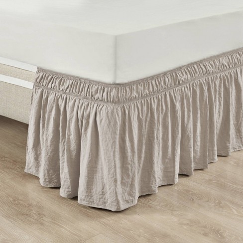 Queen/king/cal King Single Ruched Ruffle Elastic Easy Wrap Around Bedskirt  Neutral - Lush Décor : Target