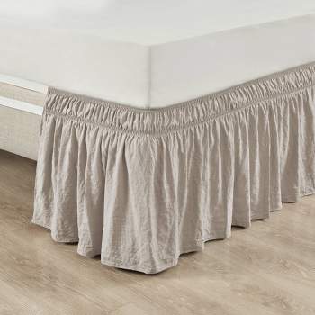 Ruched Ruffle Elastic Easy Wrap Around Bedskirt - Lush Décor