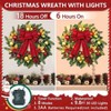 22 inch door wreath with lights bow ball ornaments berries sparkling leaves home wall window indoor outdoor decor - 3 of 4