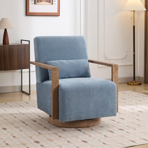 Hrinhom Linen Fabric Swivel Accent Chair,Armchair With Lumbar Pillow - 1 of 4