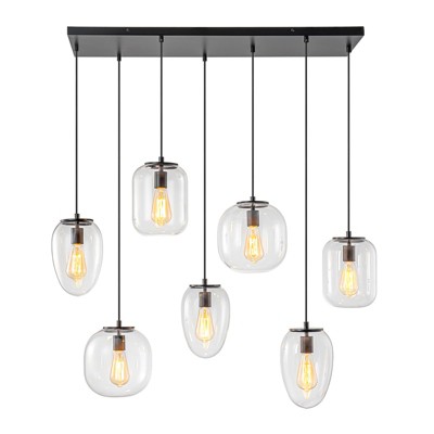 LLHZSY Black Island Pendant Chandelier 35 2/5" Wide Modern Industrial 7-Light Fixture for Dining Room Kitchen