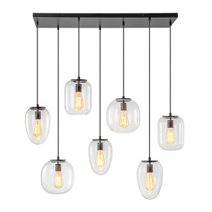 LLHZSY Black Island Pendant Chandelier 35 2/5" Wide Modern Industrial 7-Light Fixture for Dining Room Kitchen - 1 of 4