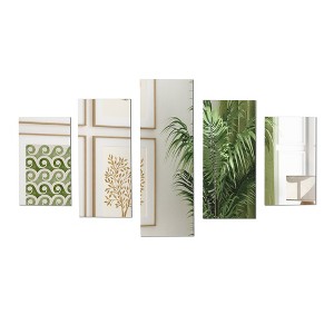 Americanflat Adhesive Mirror Tiles - Art Deco Panorama Design - Peel and Stick Mirrors for Wall. (5pcs Set) - 1 of 4